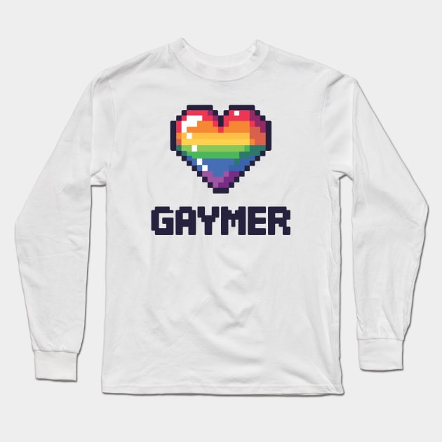 Cute Gaymer Rainbow Heart for the gamer Long Sleeve T-Shirt by Kiki Valley